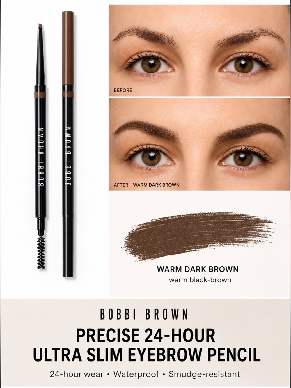 Bobbi Brown Ultra Slim Eyebrow Pencil — Warm Dark Brown